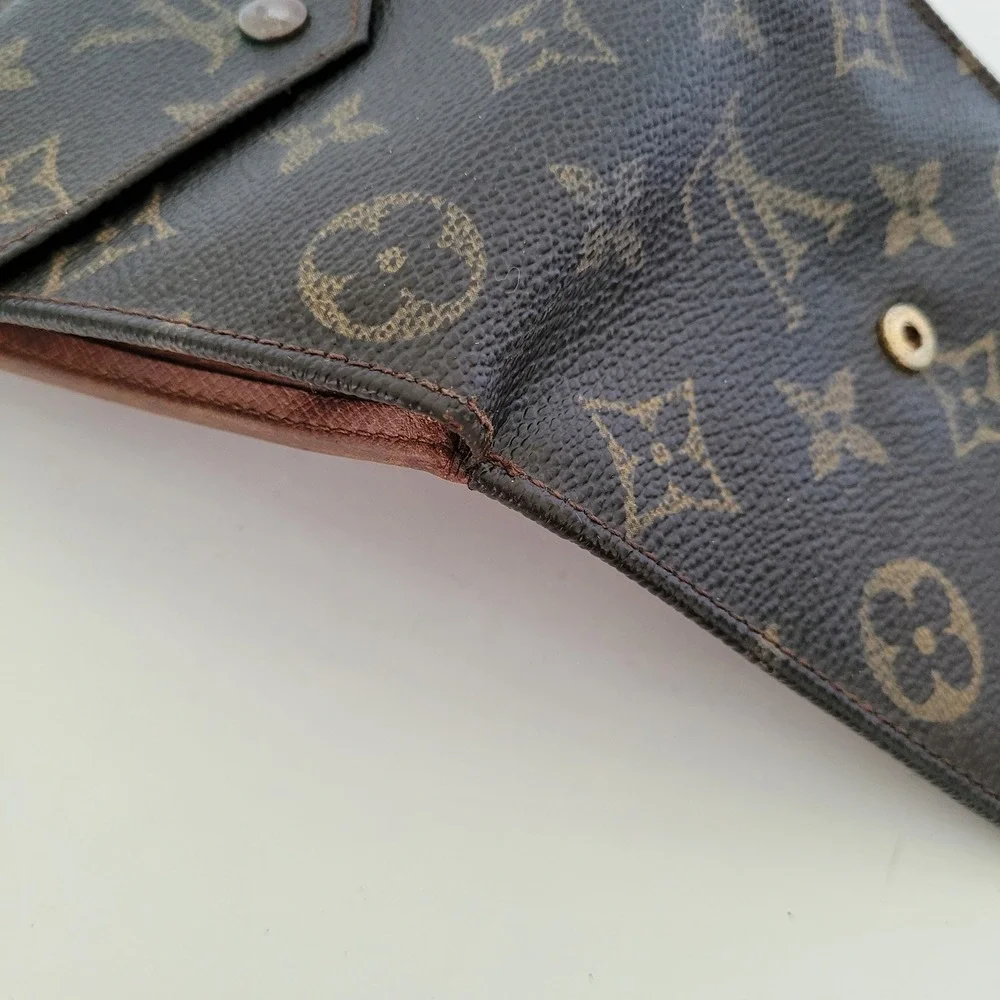 Louis Vuitton Monogram Canvas Elise Trifold Wallet Brown M61654 Vintage Men Wome